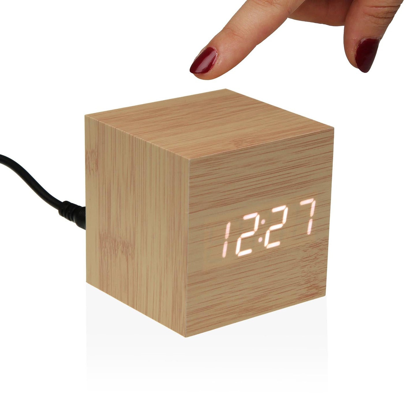 RELOJ CUADRADO MADERA CON LED VERSA 2026 JUNIO