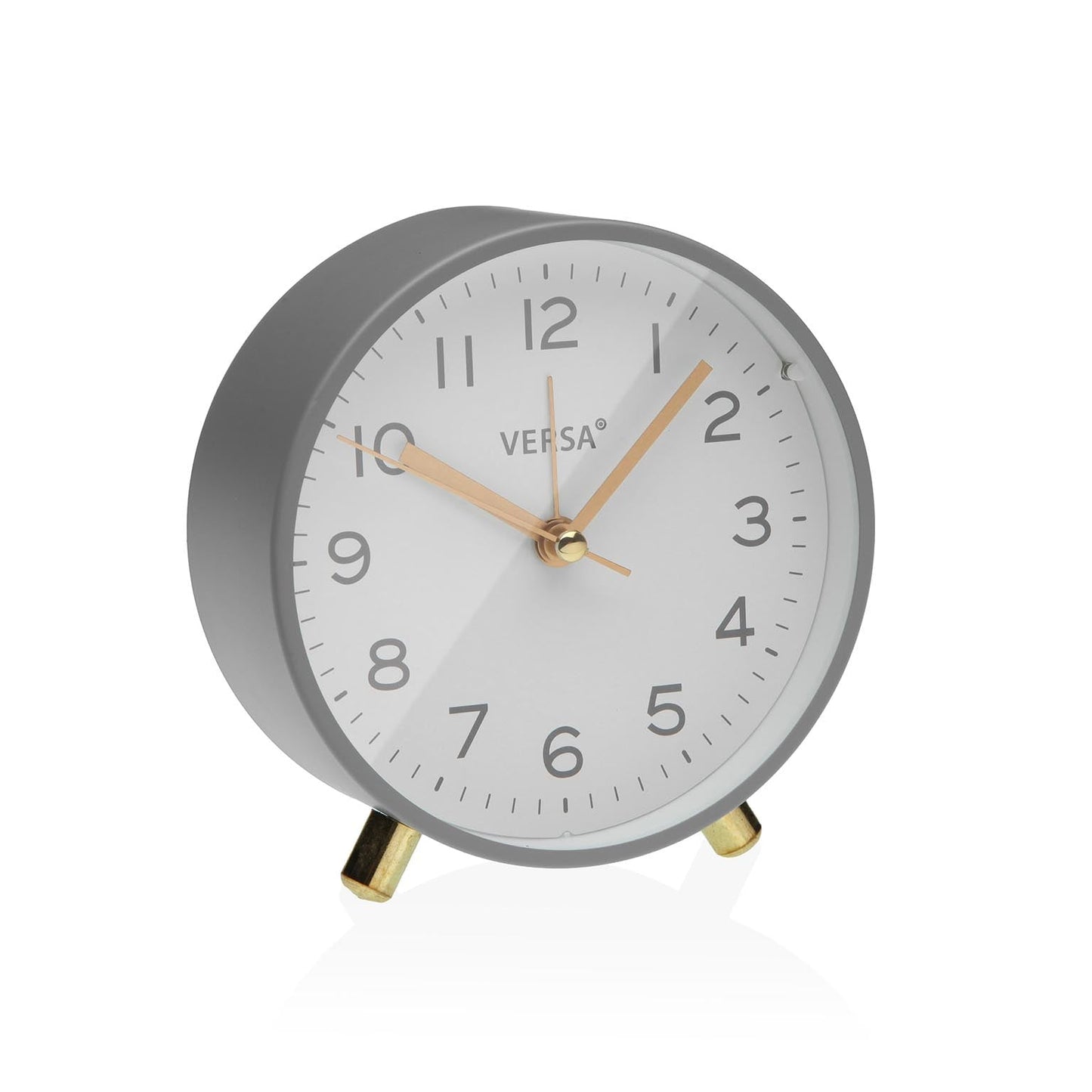 RELOJ DESPERTADOR DE MESA METAL GRIS VERSA FEBRERO
