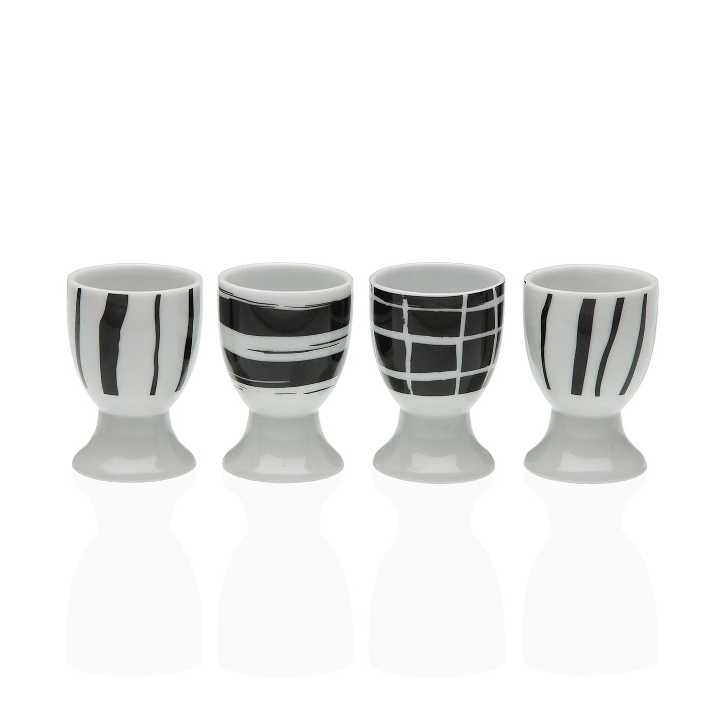 SET 4 SOPORTE HUEVOS RAYAS NEGRAS Versaotoño