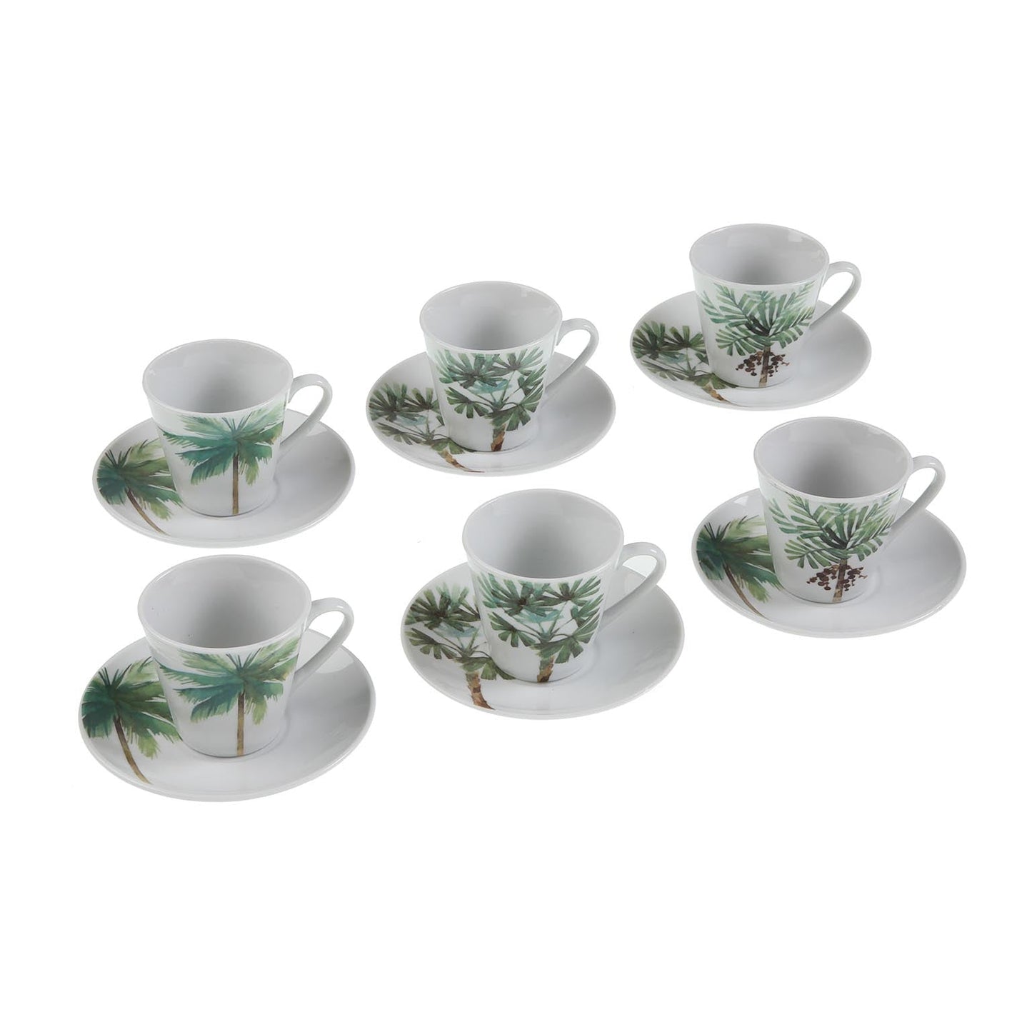 SET 6 TAZAS CAFE CON PLATO HOJAS Versaotoño