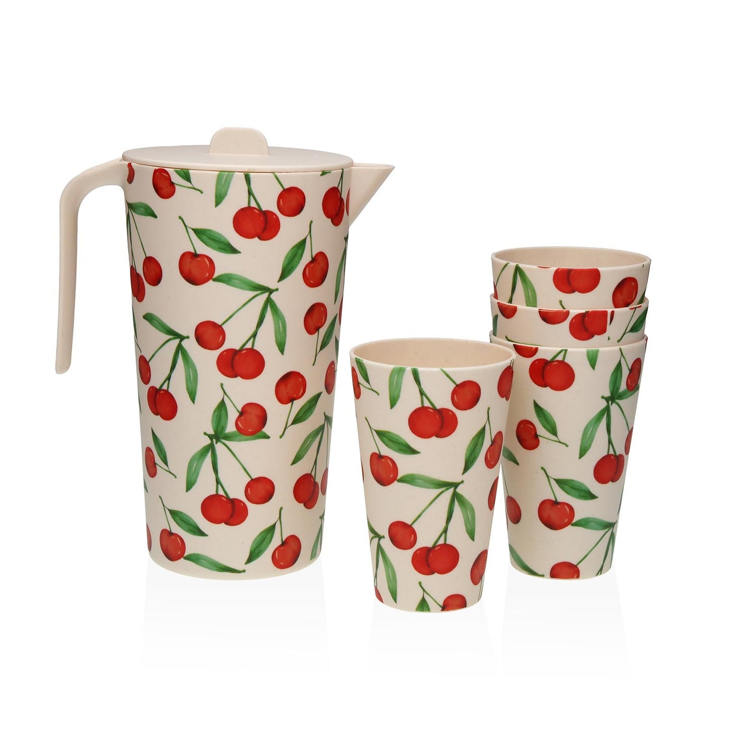 SET 4 VASOS Y JARRA CEREZAS VERSA 2026 JUNIO