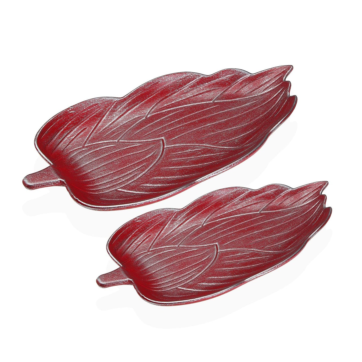 SET DE DOS CENTROS DE MESA ROJOS EN FORMA DE HOJA Versaotoño
