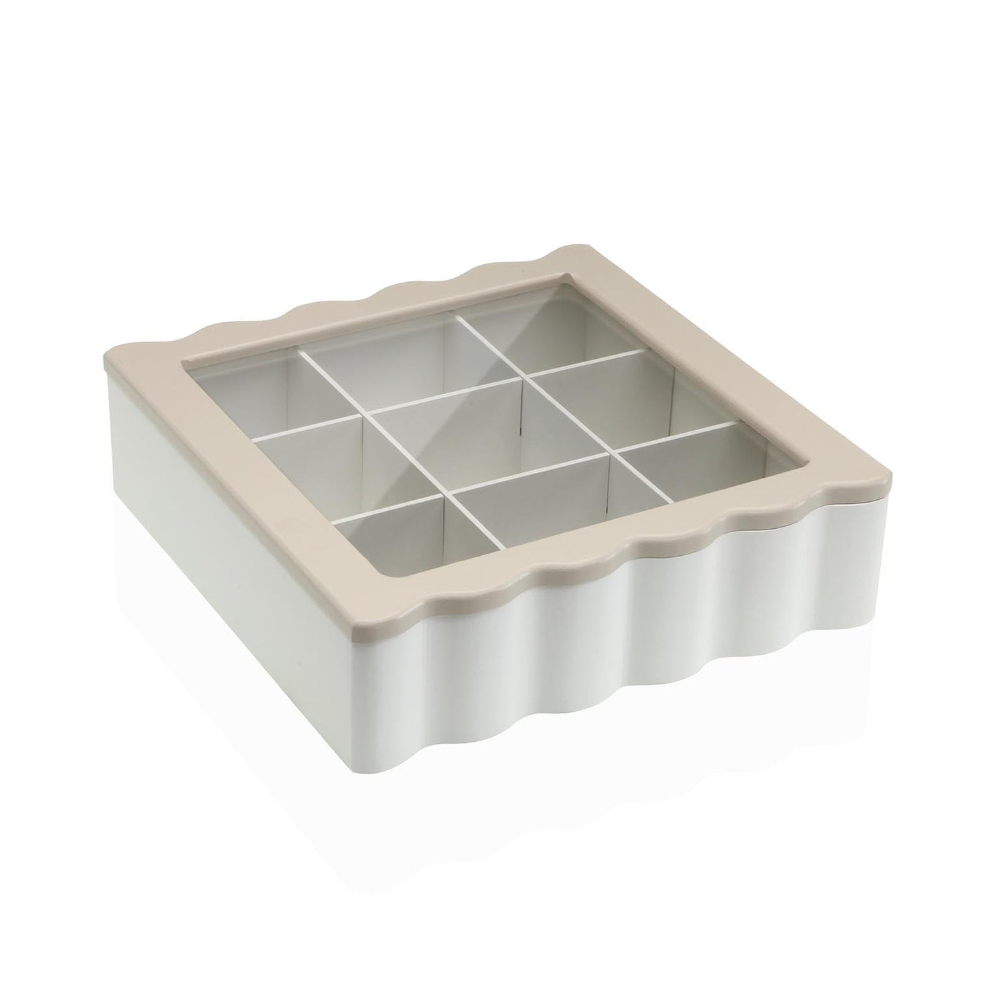 CAJA DE TE BLANCA 9 COMPARTIMENTOS