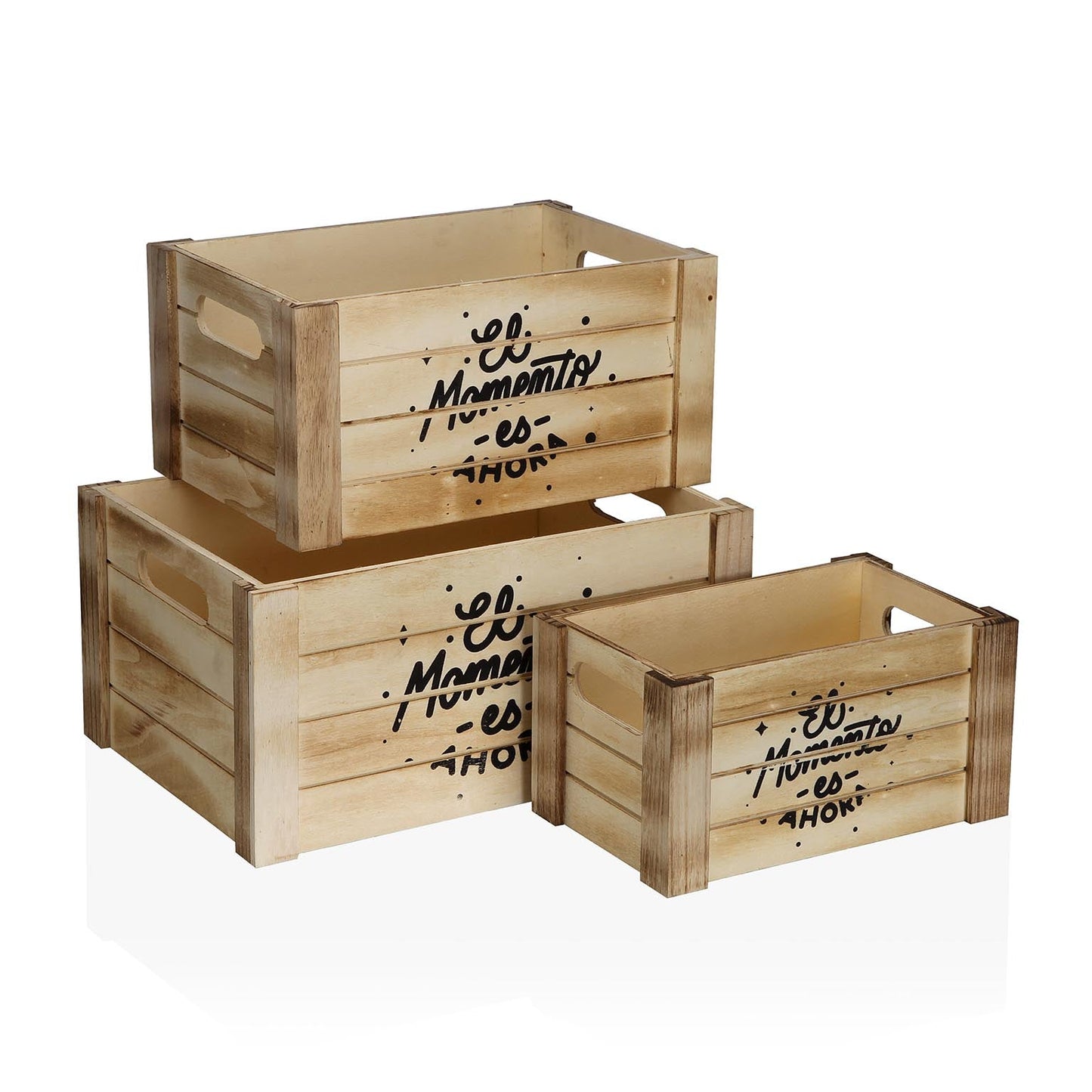 SET 3 CAJAS MADERA EL MOMENTO ES AHORA VERSA 2026 JUNIO