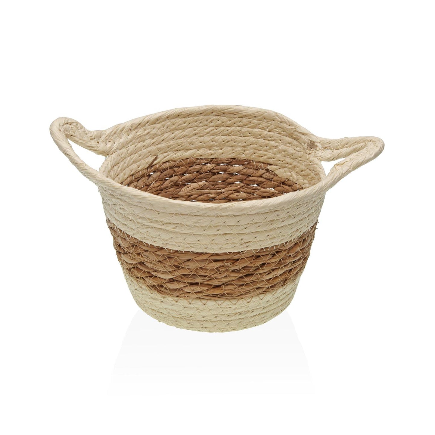 CESTA DE FIBRA VEGETAL CON ASAS 19CM BEIGE VERSA 2026 JUNIO