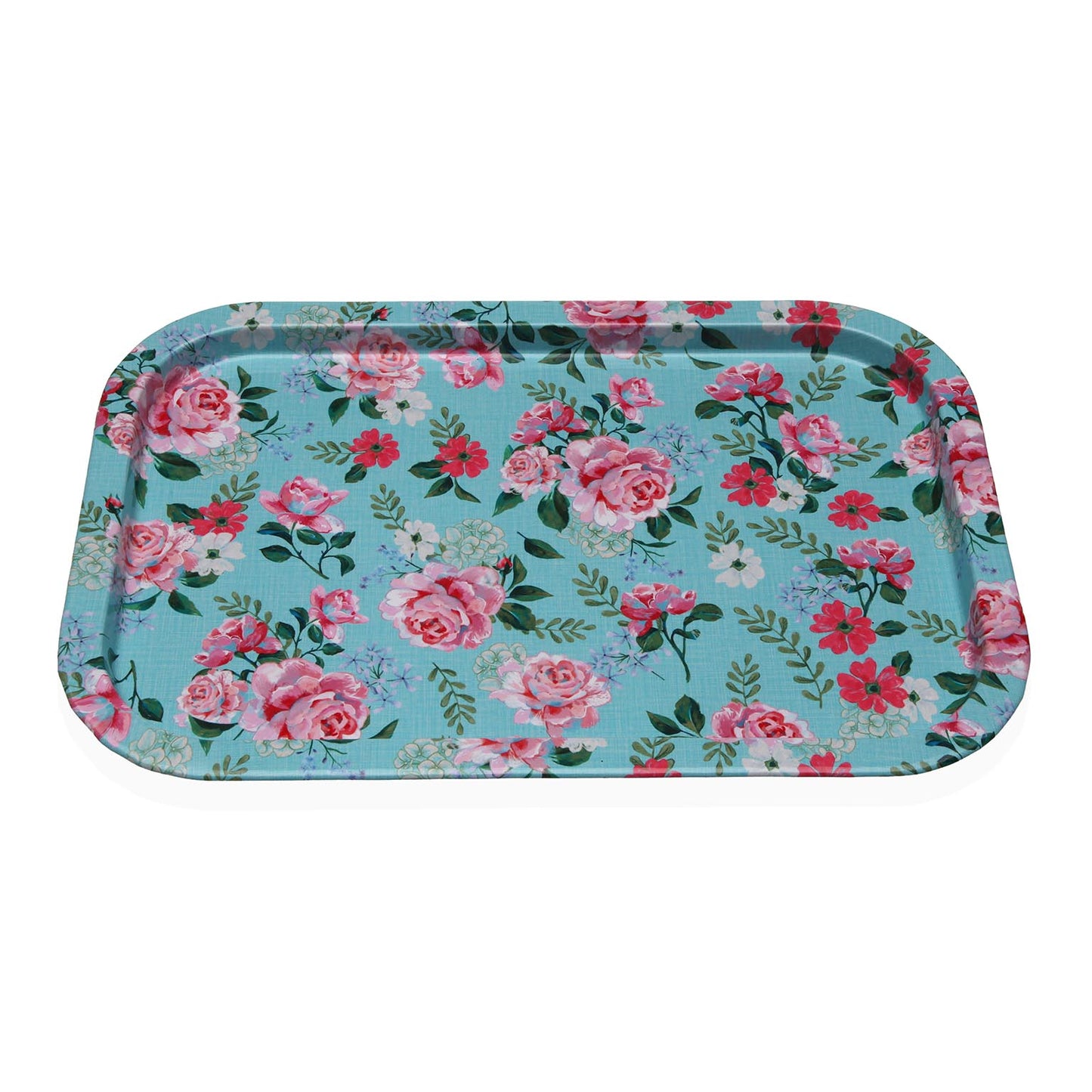 BANDEJA METALICA AZUL FLOWER Versaotoño
