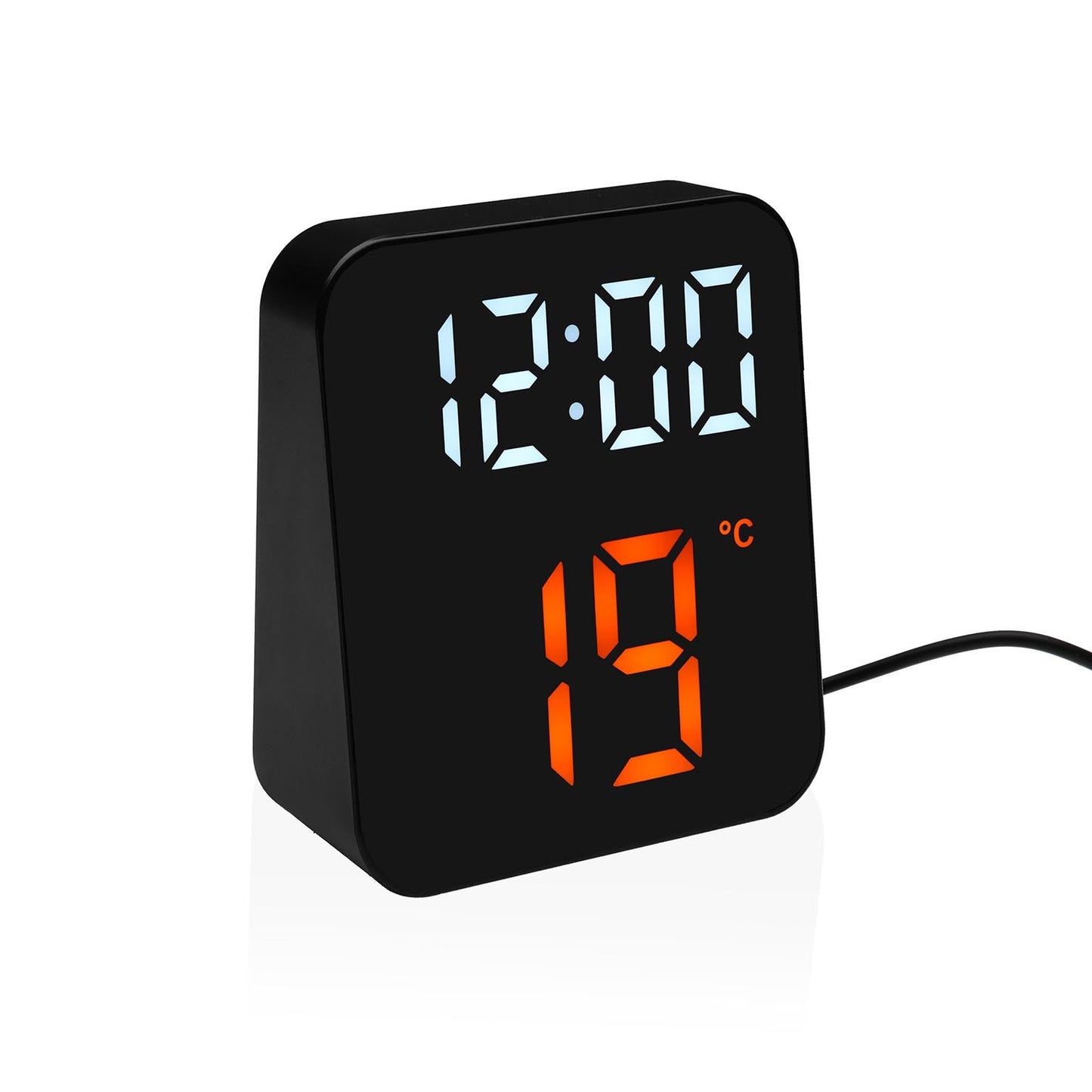 RELOJ DESPERTADOR DIGITAL NEGRO LUZ BLANCA Y NARAN VERSA 2026 JUNIO