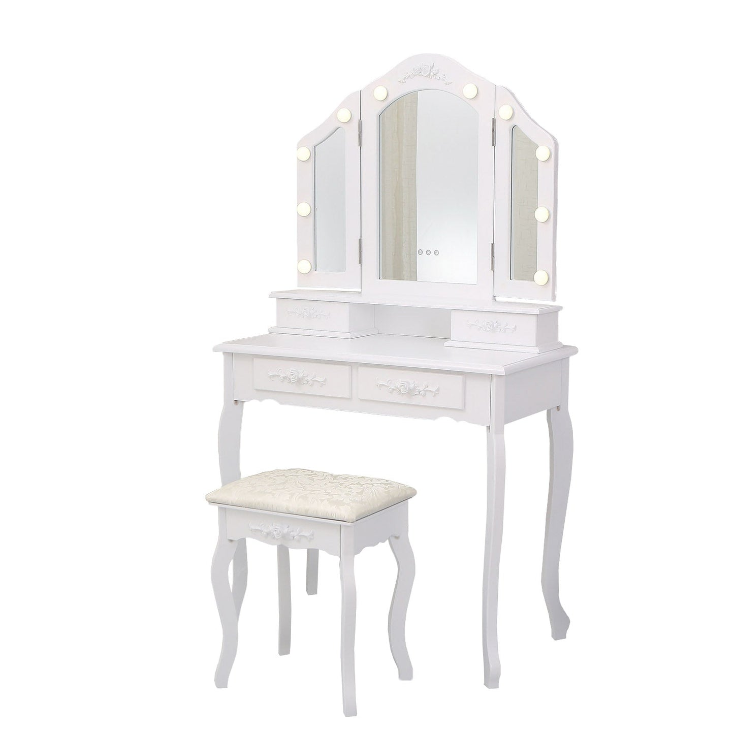 TOCADOR BLANCO CON TABURETE Y LUCES LED SPARKLE VERSA 2026 JUNIO
