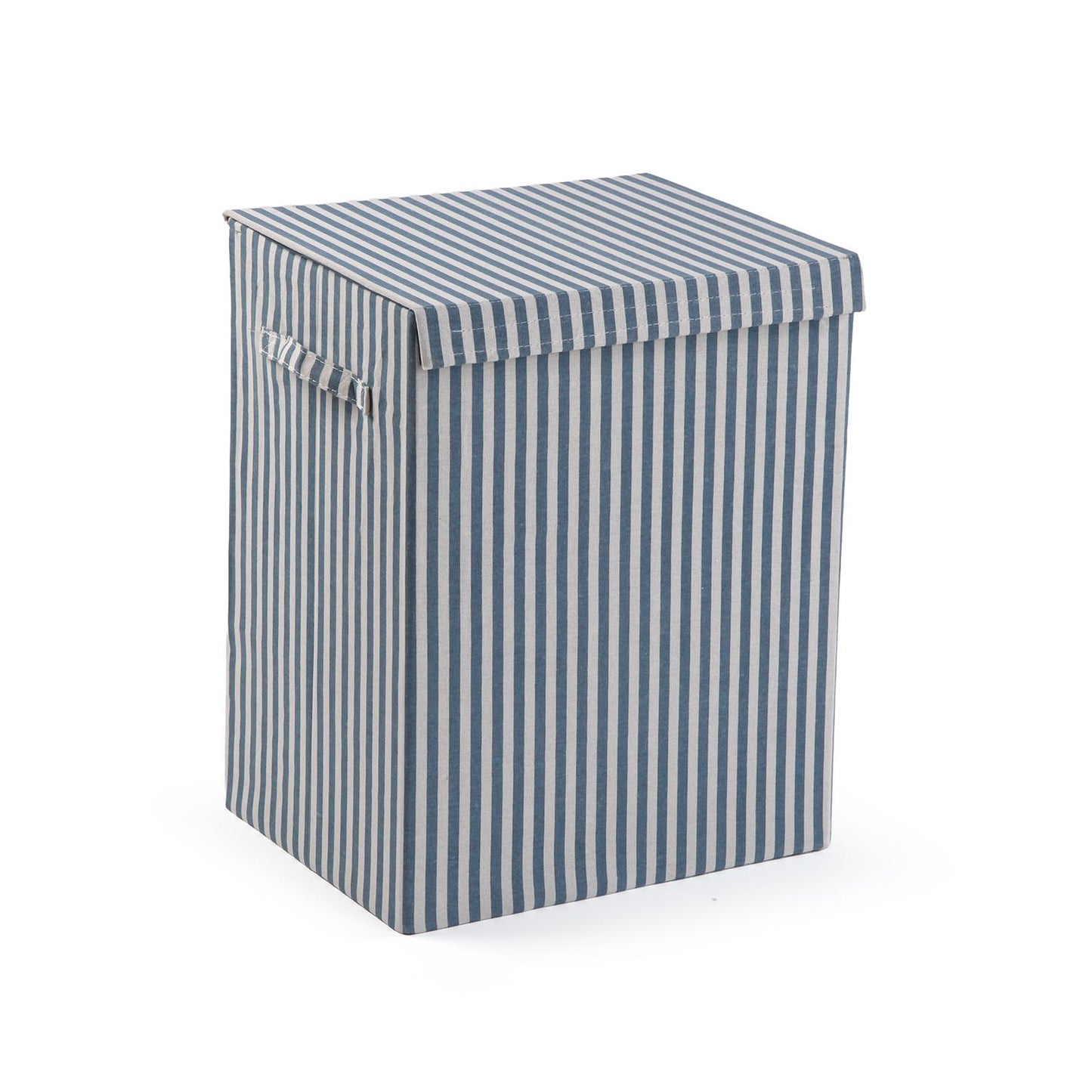 CESTO ROPA RECTANGULAR PLEGABLE RAYAS AZUL VERSA FEBRERO