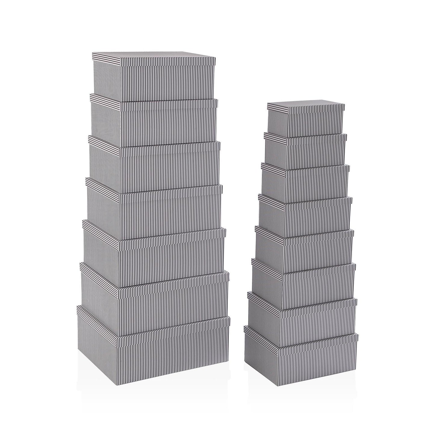 SET 15 CAJAS CARTON RAYAS GRISES VERSA8NOV
