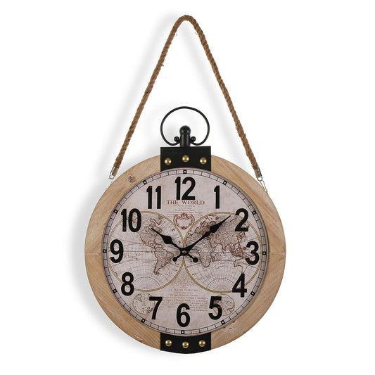 RELOJ PARED MADERA MAPAMUNDI Versaotoño