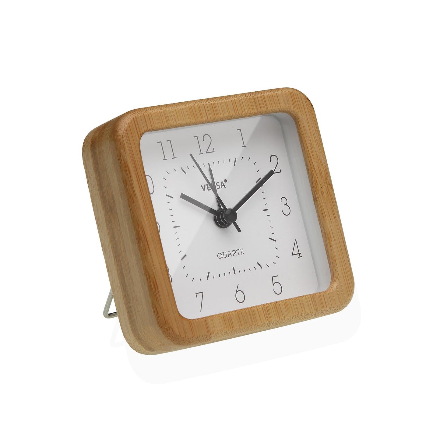 RELOJ DESPERTADOR DE MESA BAMBÚ CUADRADO BLANCO VERSA 2026 JUNIO