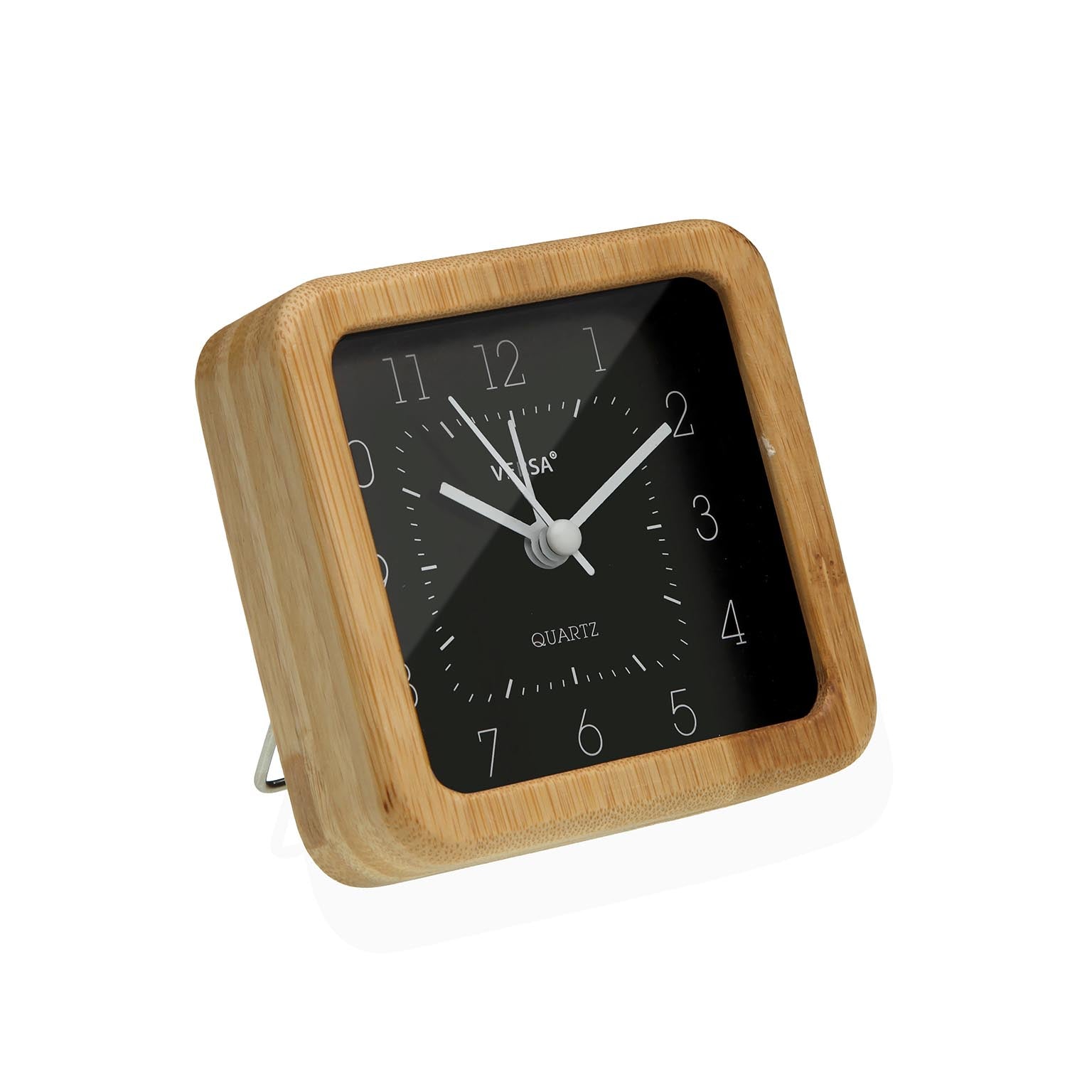 RELOJ DESPERTADOR DE MESA BAMBÚ CUADRADO NEGRO VERSA 2026 JUNIO