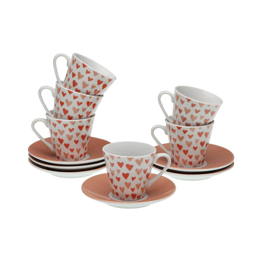 SET 6 TAZAS CAFE CON PLATO AMORE Versaotoño