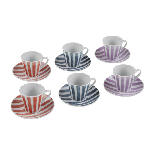 SET 6 TAZAS CAFE CON PLATO LINES Versaotoño