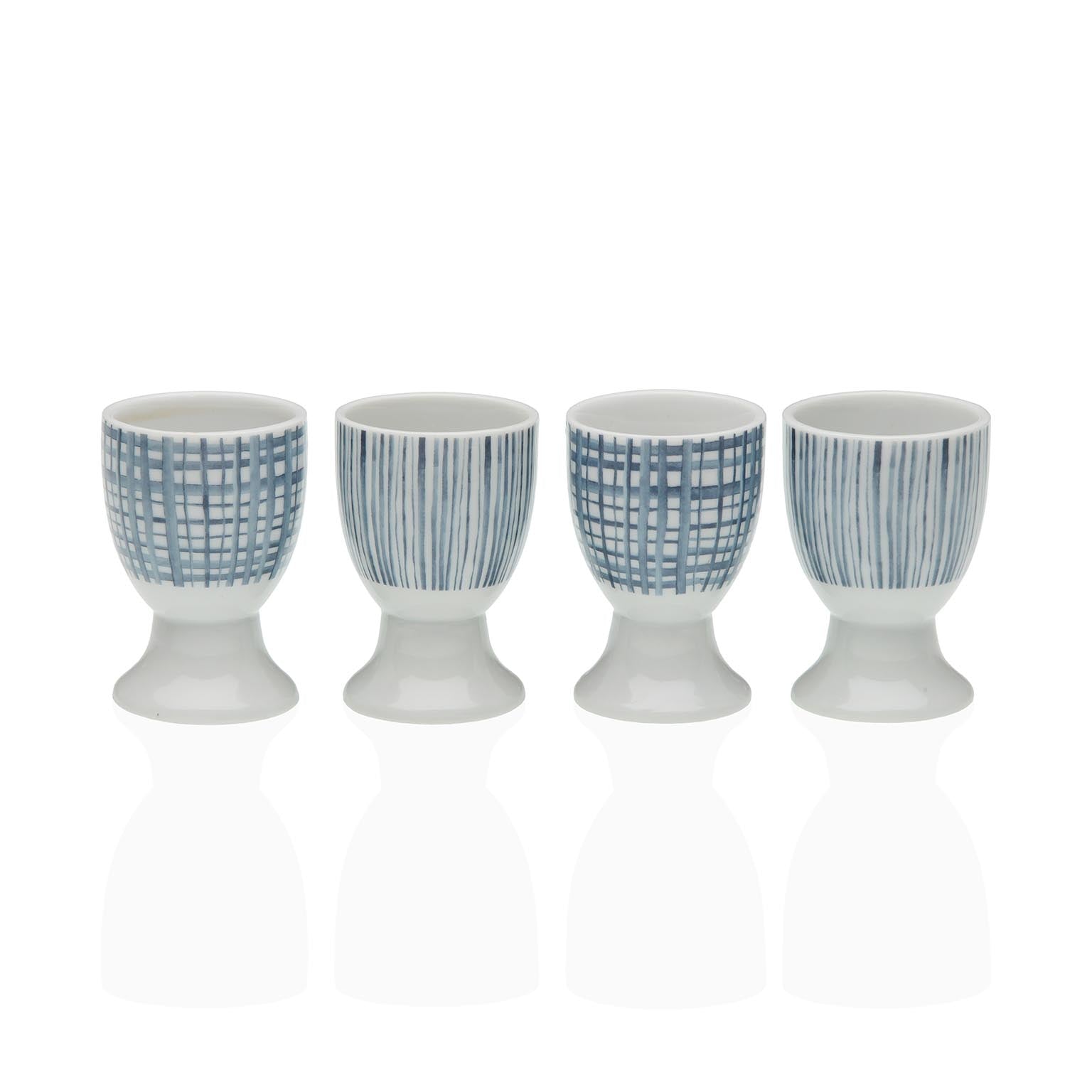 SET 4 SOPORTE HUEVOS RAYAS AZULES Versaotoño