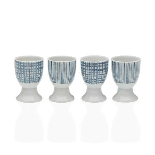 SET 4 SOPORTE HUEVOS RAYAS AZULES Versaotoño
