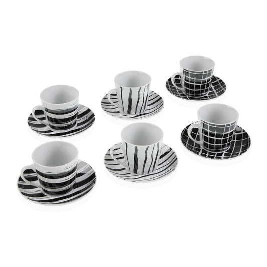 SET 6 TAZAS TE CON PLATO RAYAS NEGRAS Versaotoño