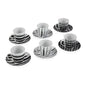 SET 6 TAZAS TE CON PLATO RAYAS NEGRAS Versaotoño