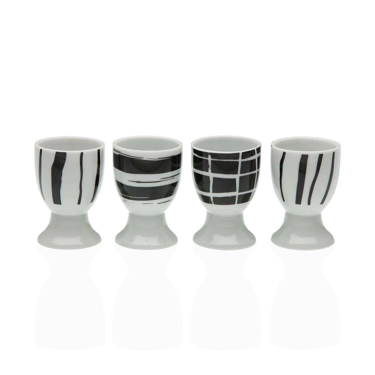 SET 4 SOPORTE HUEVOS RAYAS NEGRAS Versaotoño