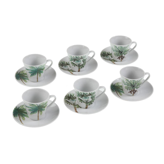 SET 6 TAZAS CAFE CON PLATO HOJAS Versaotoño