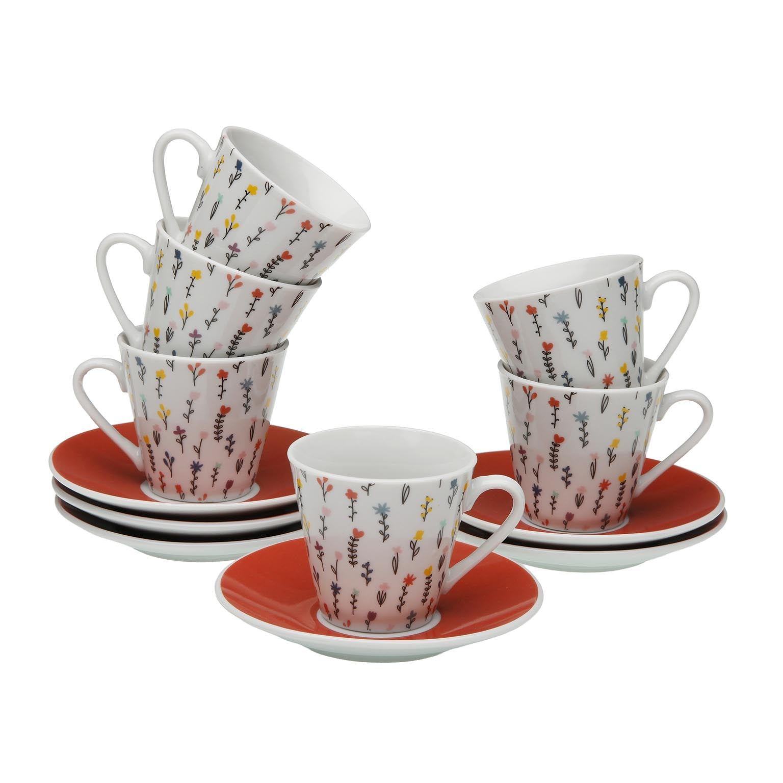 SET 6 TAZAS CAFE CON PLATO BLUME Versaotoño