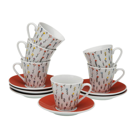 SET 6 TAZAS CAFE CON PLATO BLUME Versaotoño