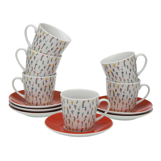 SET 6 TAZAS TE CON PLATO BLUME Versaotoño
