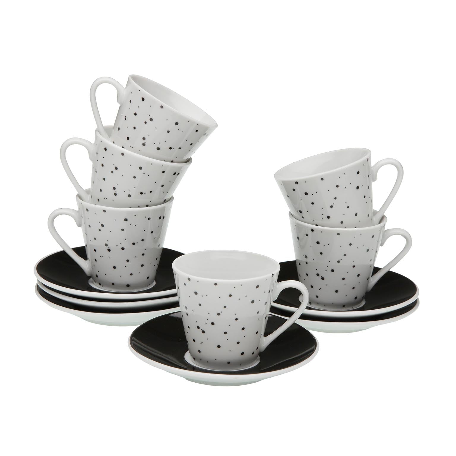 SET 6 TAZAS CAFE CON  PLATO SPECKLE Versaotoño