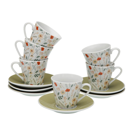 SET 6 TAZAS CAFE CON  PLATO VERDI Versaotoño