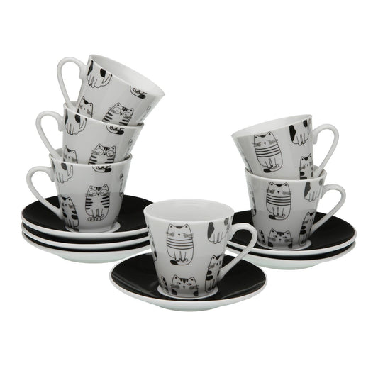 SET 6 TAZAS CAFE CON PLATO GATTO Versaotoño