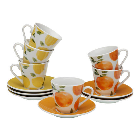 SET 6 TAZAS CAFE LIMONES  NARANJAS Versaotoño