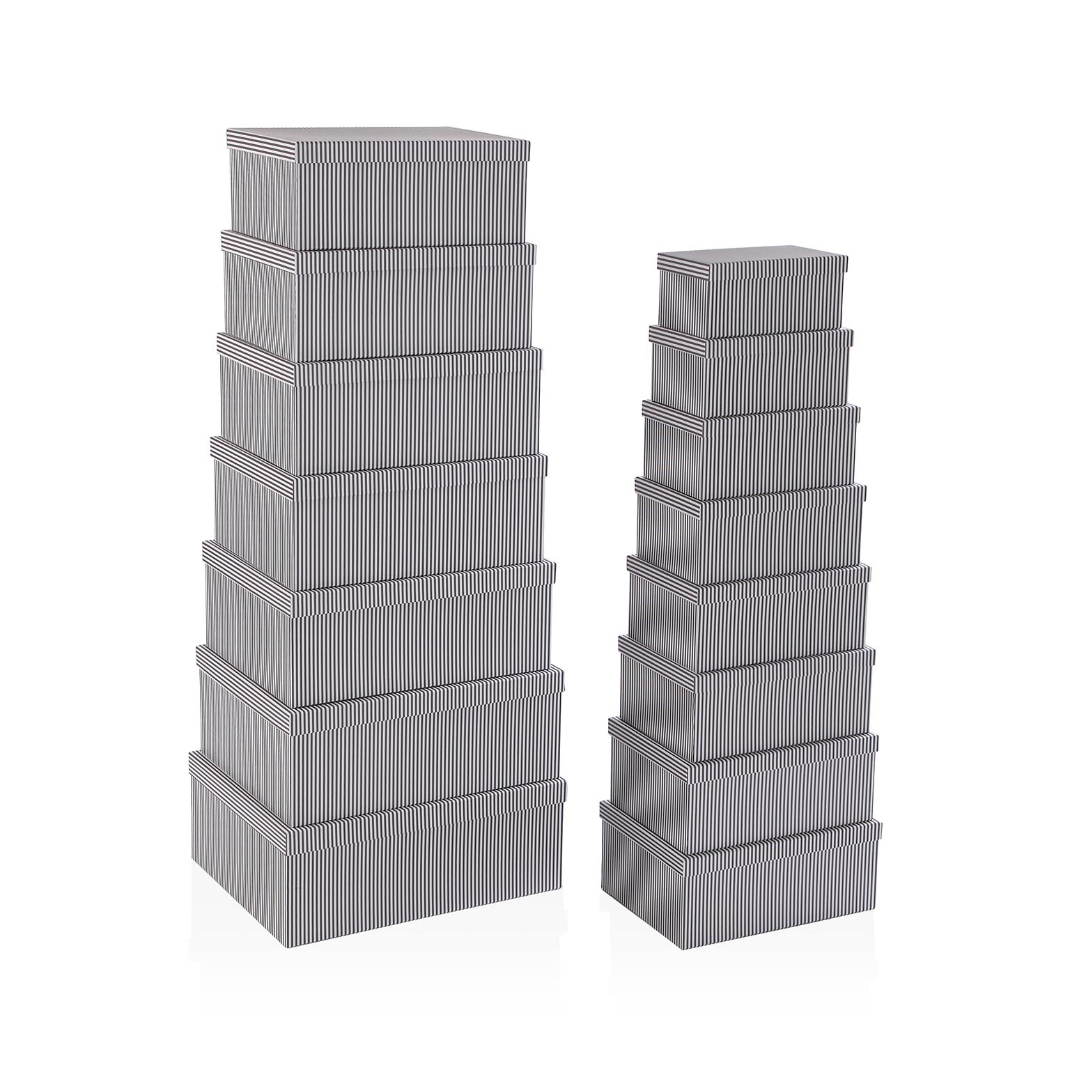 SET 15 CAJAS CARTON RAYAS GRISES Versaotoño