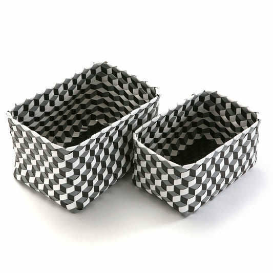 SET 2 CESTAS 3D RECTANG GRISES Versaotoño