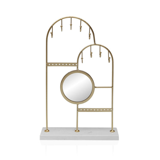 JOYERO METALICO DORADO CON ESPEJO REDONDO VERSA FEBRERO