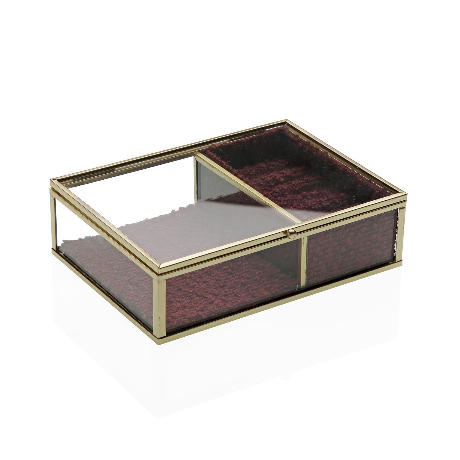 JOYERO DE CRISTAL CON BORDE DORADO 18x13 VERSA 2026 JUNIO