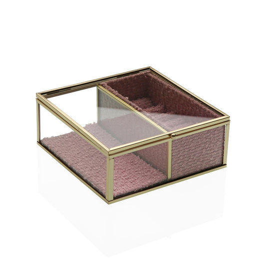 JOYERO DE CRISTAL CON BORDE DORADO 15x15 VERSA 2026 JUNIO