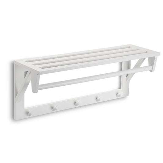 PERCHERO DE PARED BLANCO CON BALDA Y 5 GANCHOS VERSA 2026 JUNIO