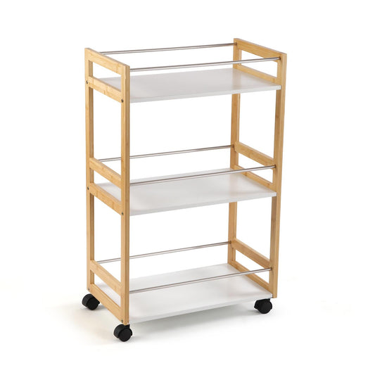 CARRO CON RUEDAS 3 BALDAS BLANCO BAMBU VERSA FEBRERO