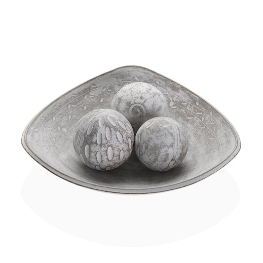 CENTRO DE MESA BLANCO CON TRES BOLAS DECORATIVAS Versaotoño