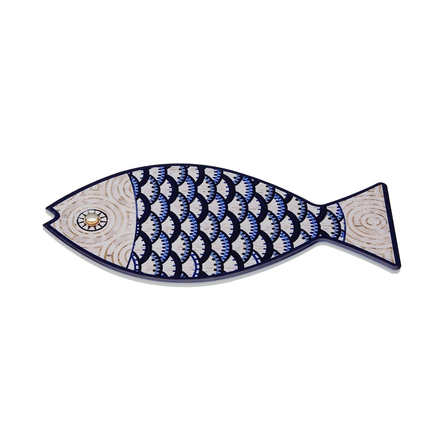 SALVAMANTEL FORMA PEZ GRIS / AZUL Versaotoño