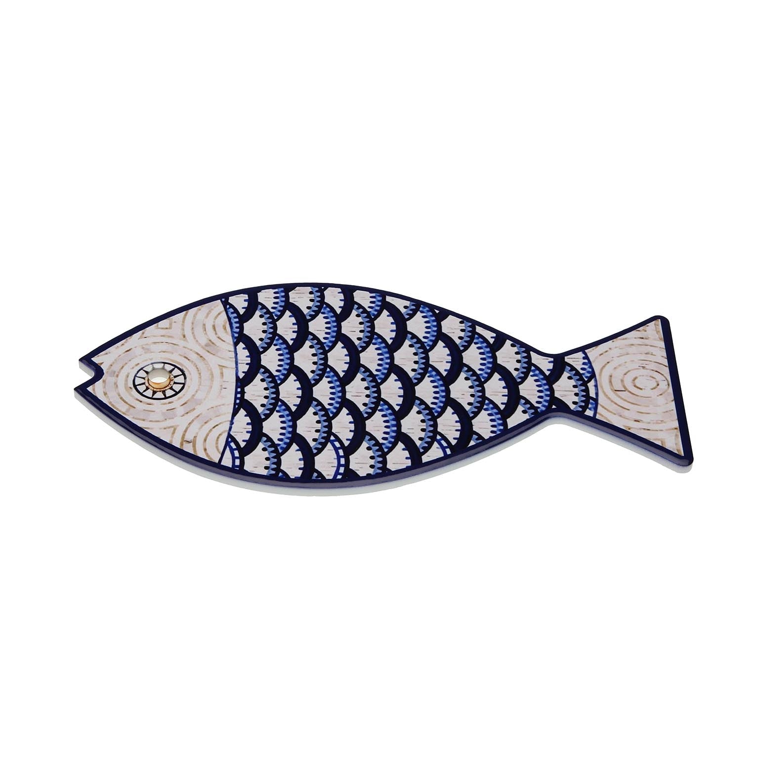 SALVAMANTEL FORMA PEZ GRIS / AZUL Versaotoño