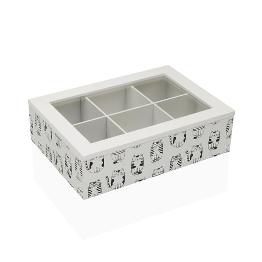CAJA DE TE MADERA 6 COMP. GATTO Versaotoño