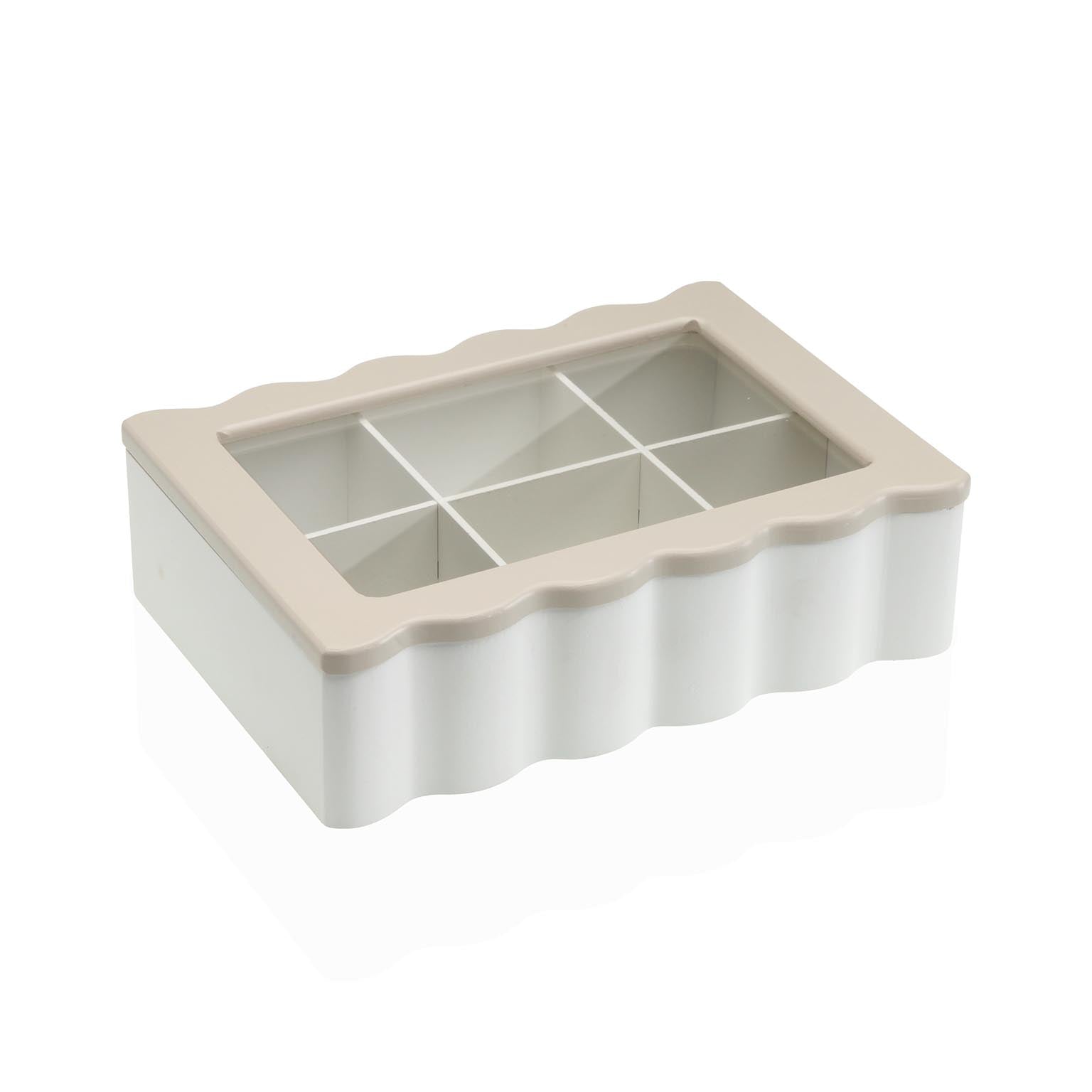 CAJA DE TE BLANCA 6 COMPARTIMENTOS
