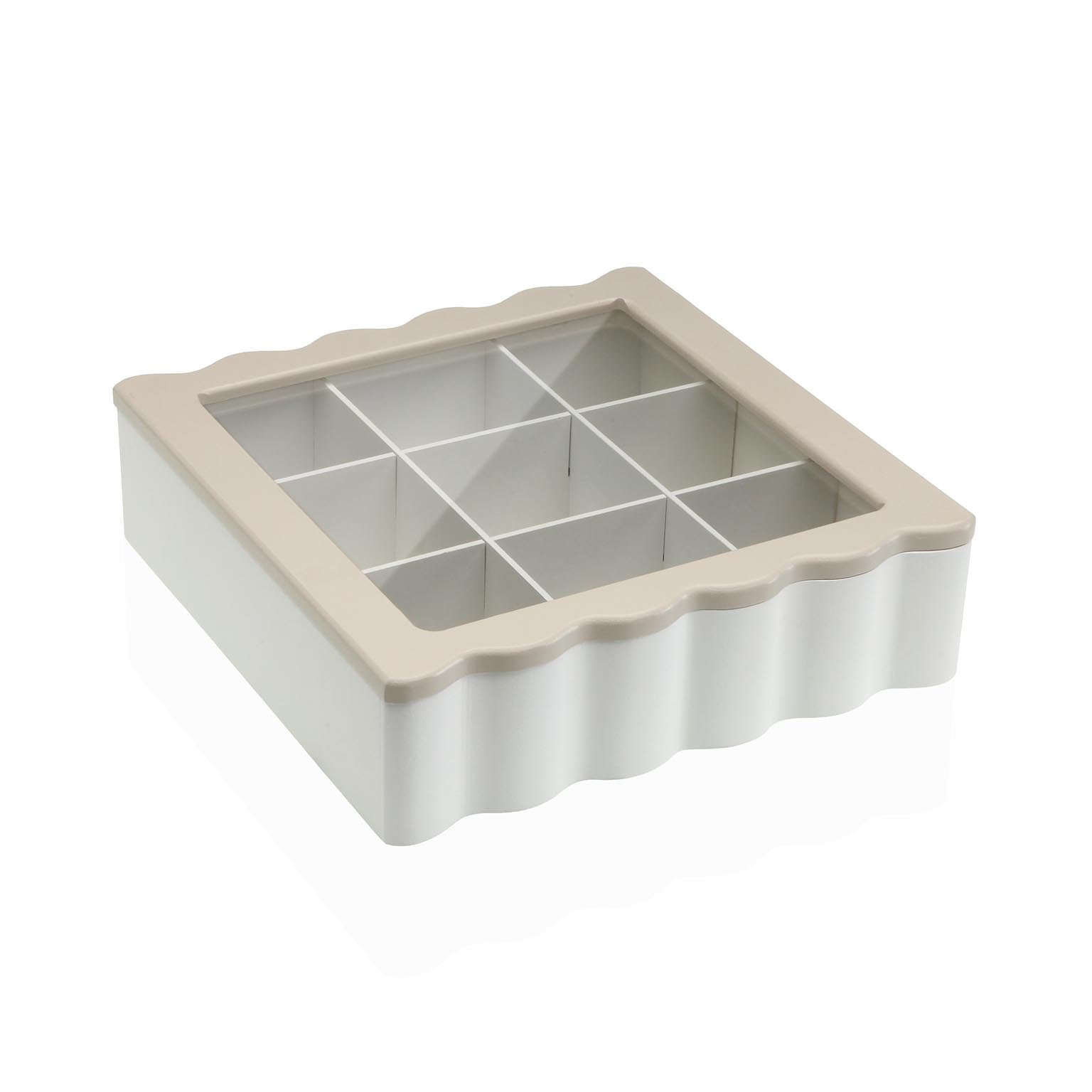 CAJA DE TE BLANCA 9 COMPARTIMENTOS