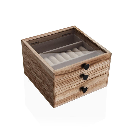 JOYERO MADERA 5 COMPARTIMENTOS CON TAPA DE CRISTAL Versaotoño