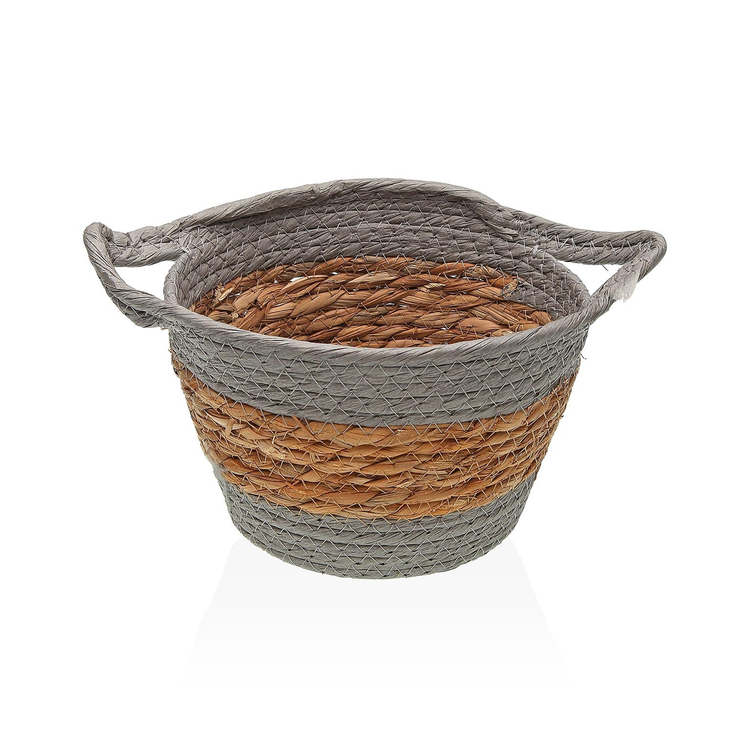 CESTA REDONDA CON ASAS GRIS Versaotoño