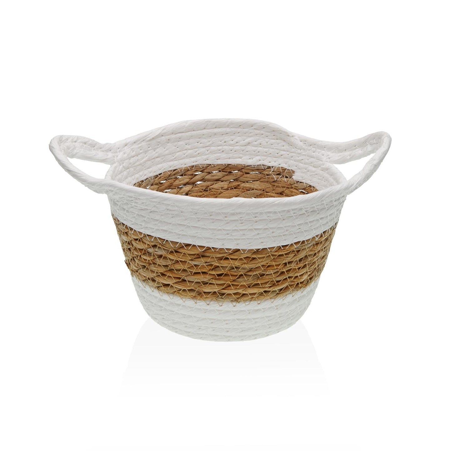 CESTA DE FIBRA VEGETAL CON ASAS 19CM BLANCA VERSA 2026 JUNIO
