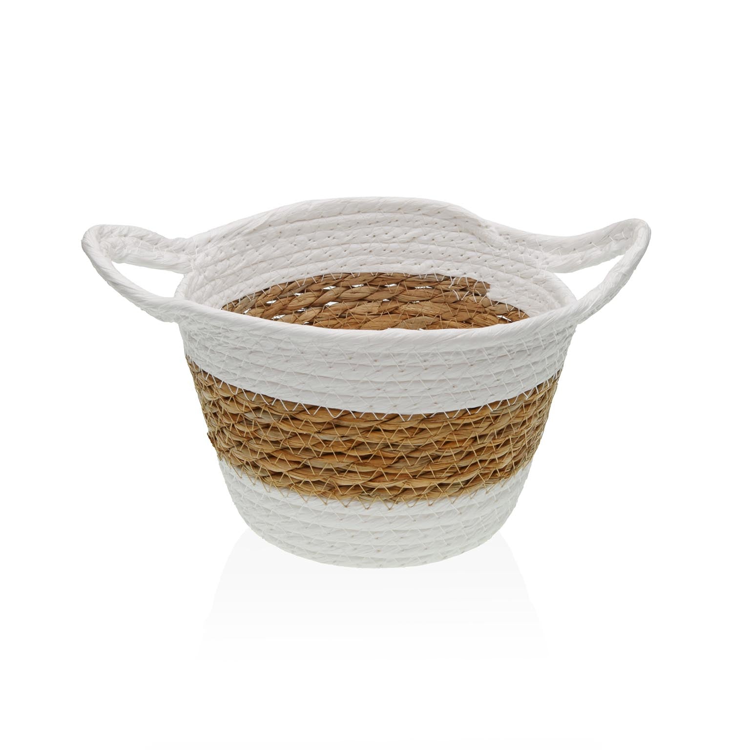 CESTA DE FIBRA VEGETAL CON ASAS 19CM BLANCA VERSA 2026 JUNIO