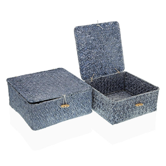 SET 2 CESTAS C/TAPA AZUL Versaotoño